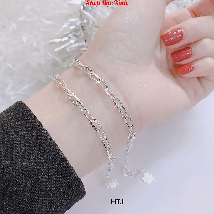 Lắc tay xich Bạc , lắc tay bạc.Thiết kế kiểu tinh vi đơn giản và quý phái.