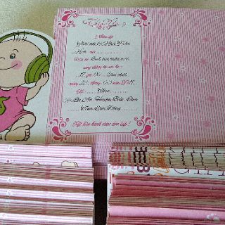 Thiệp thôi nôi cho bé gái (80 thiệp đã in thông tin)