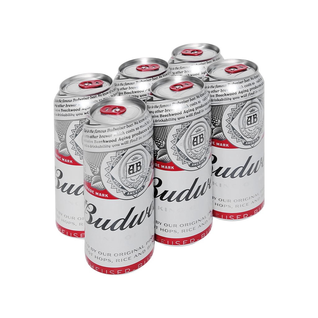 Lốc 6 Lon Bia Budweiser 500ml Bia Mỹ bán chạy nhất Thế Giới