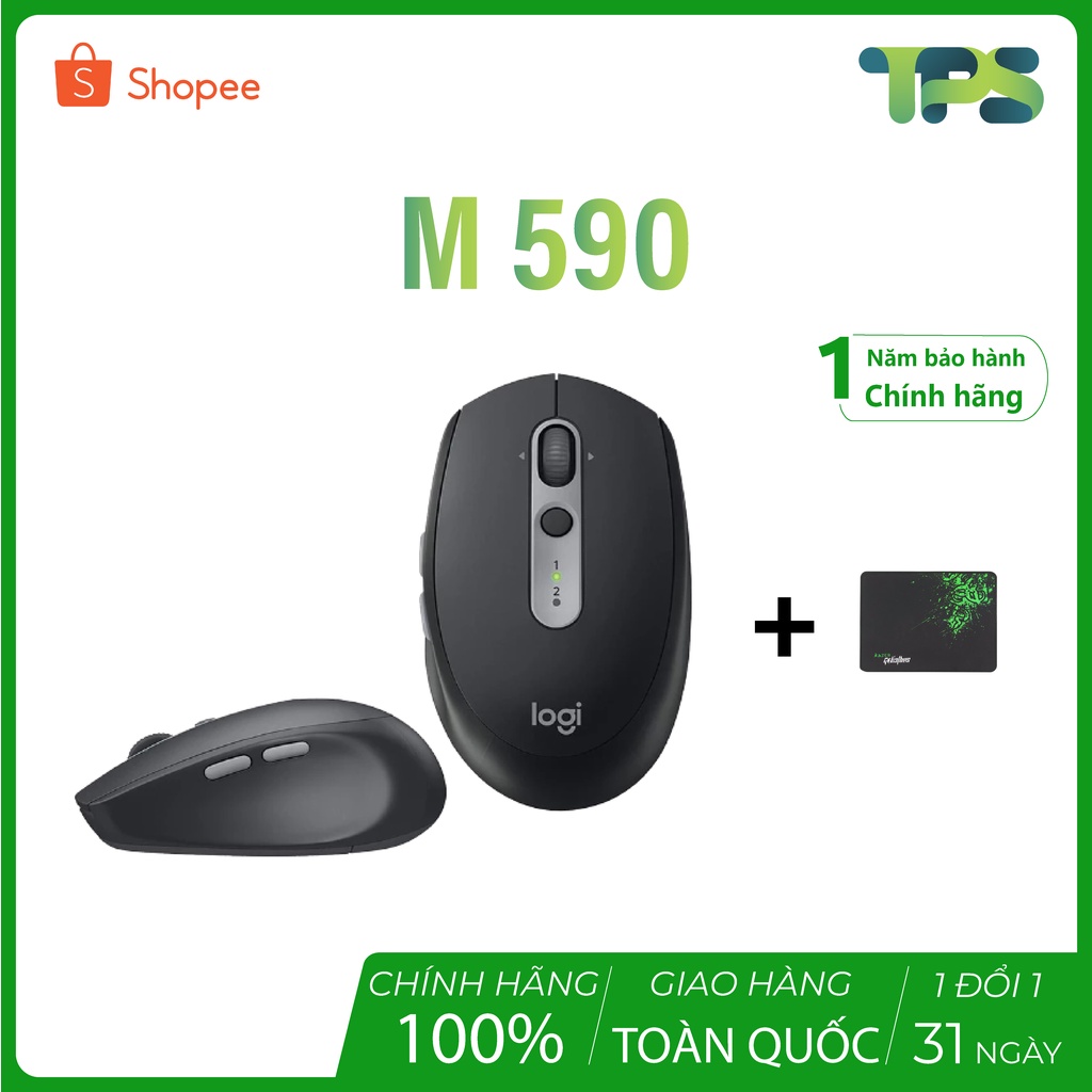(Tặng kèm lót chuột) Chuột máy tính không dây Logitech M590 - Bảo hành chính hãng 1 năm