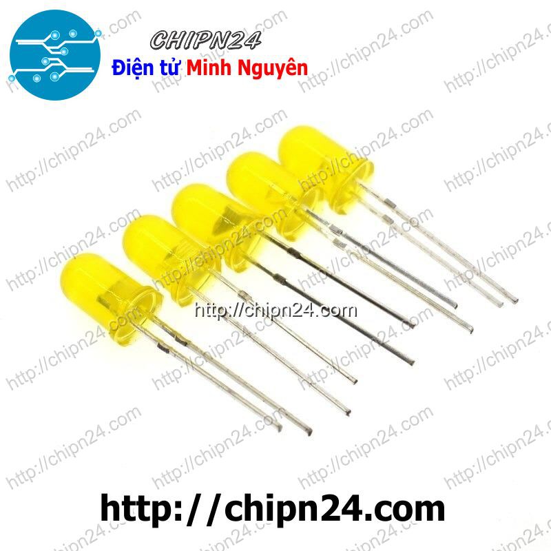 [50 CON] Led 5mm Vỏ đục Màu ra màu VÀNG
