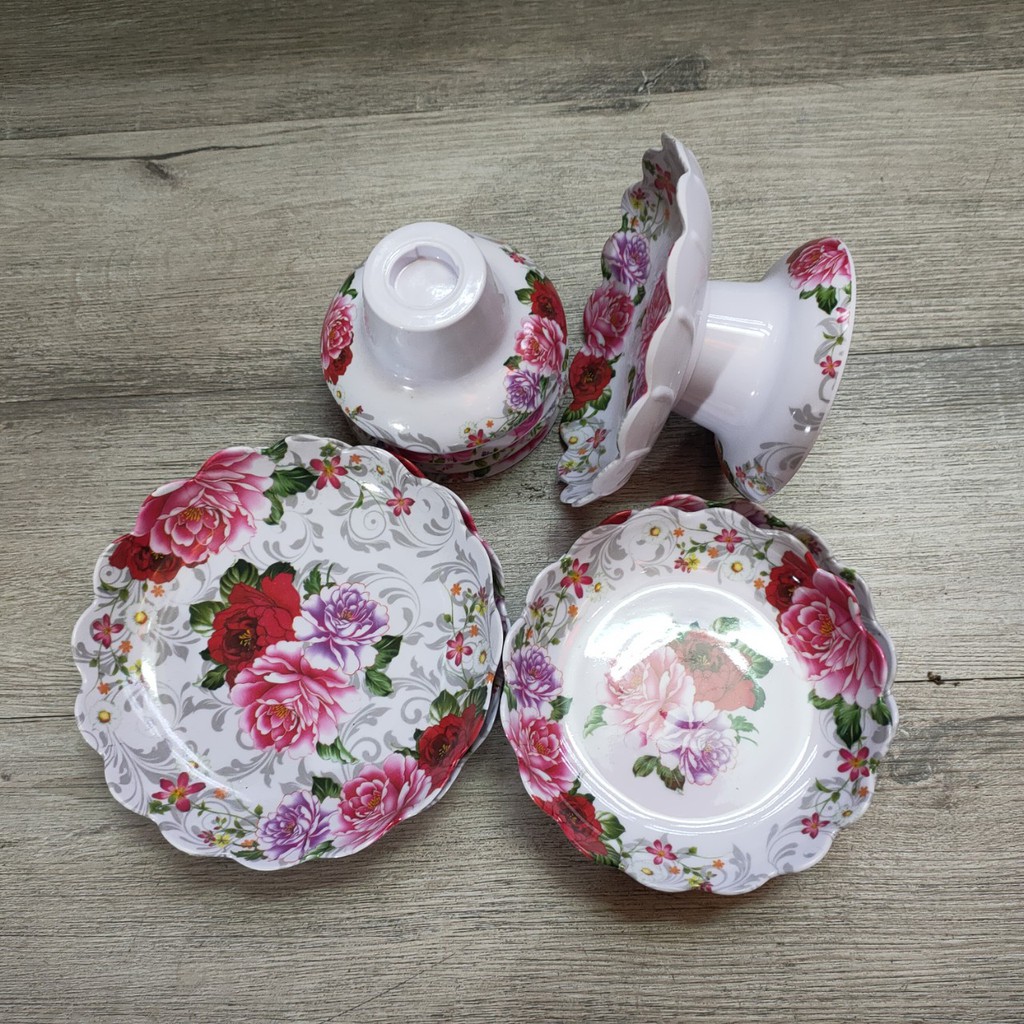 Dĩa trái cây mica Hoa Mẫu đơn15cm, 17cm