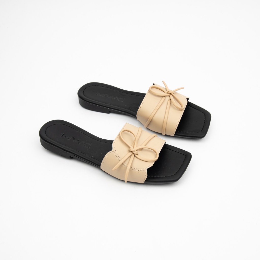 Dép Nữ MWC Đế Bệt Quai Ngang Bản To Siêu HOT NUDE- 8135