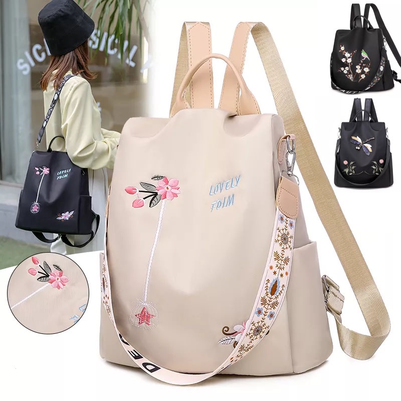 Ba Lô Vải Oxford Chống Thấm Nước Chống Trộm Sức Chứa Lớn In Họa Tiết Thời Trang Chất Lượng Cao Cho Nữ