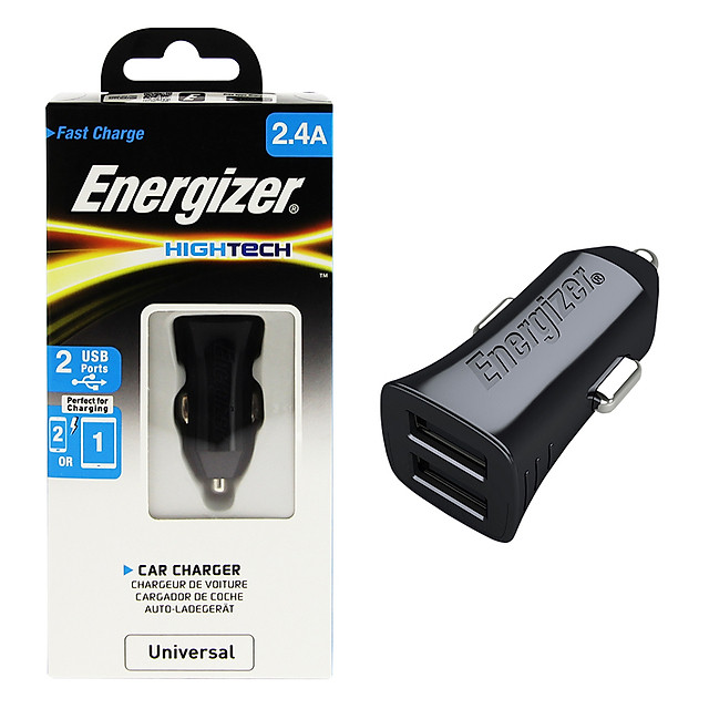 Sạc Xe Hơi Energizer 2 Cổng 2.4A - DCA2BHBK3 - Hàng Chính Hãng