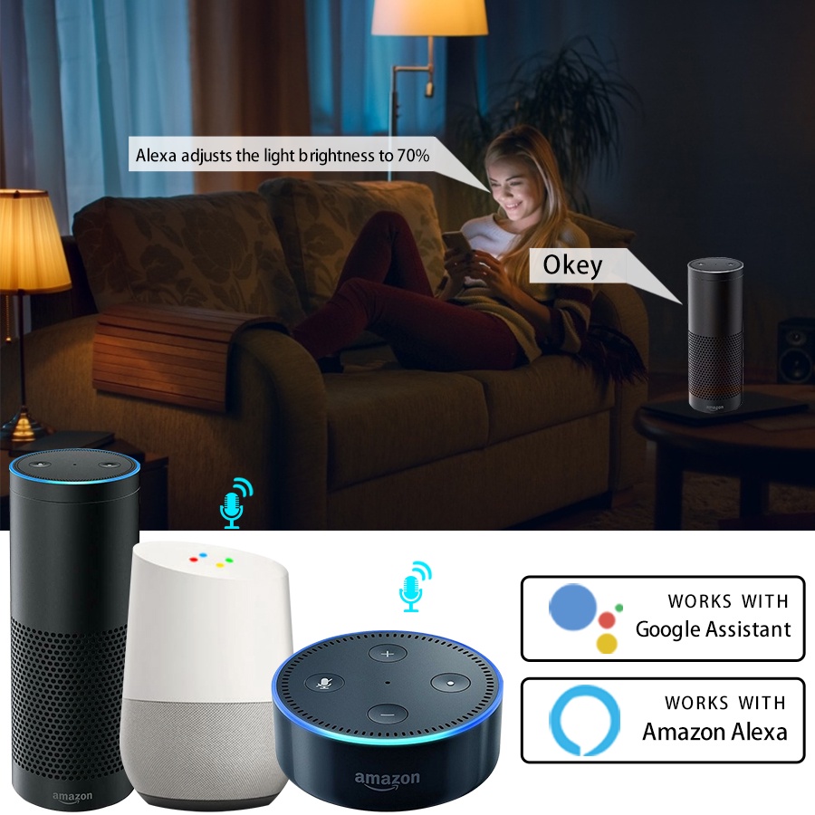 GOOGLE Bóng Đèn led Thông Minh e27 Điều Chỉnh Giọng Nói Kết Nối wifi 18w 15w 12w 12w rgb 85-265v