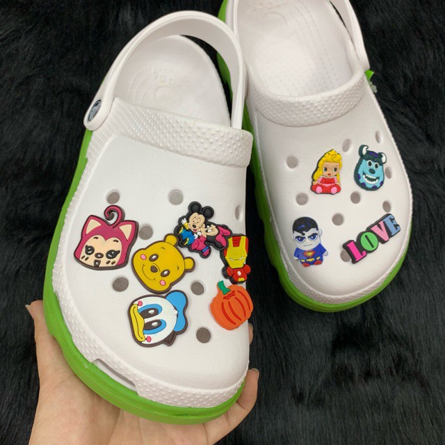 Dép sục cross nam nữ unisex, giày cross màu trắng đế lượn sóng cao đi mưa full box đủ màu và full size 35 đến 45