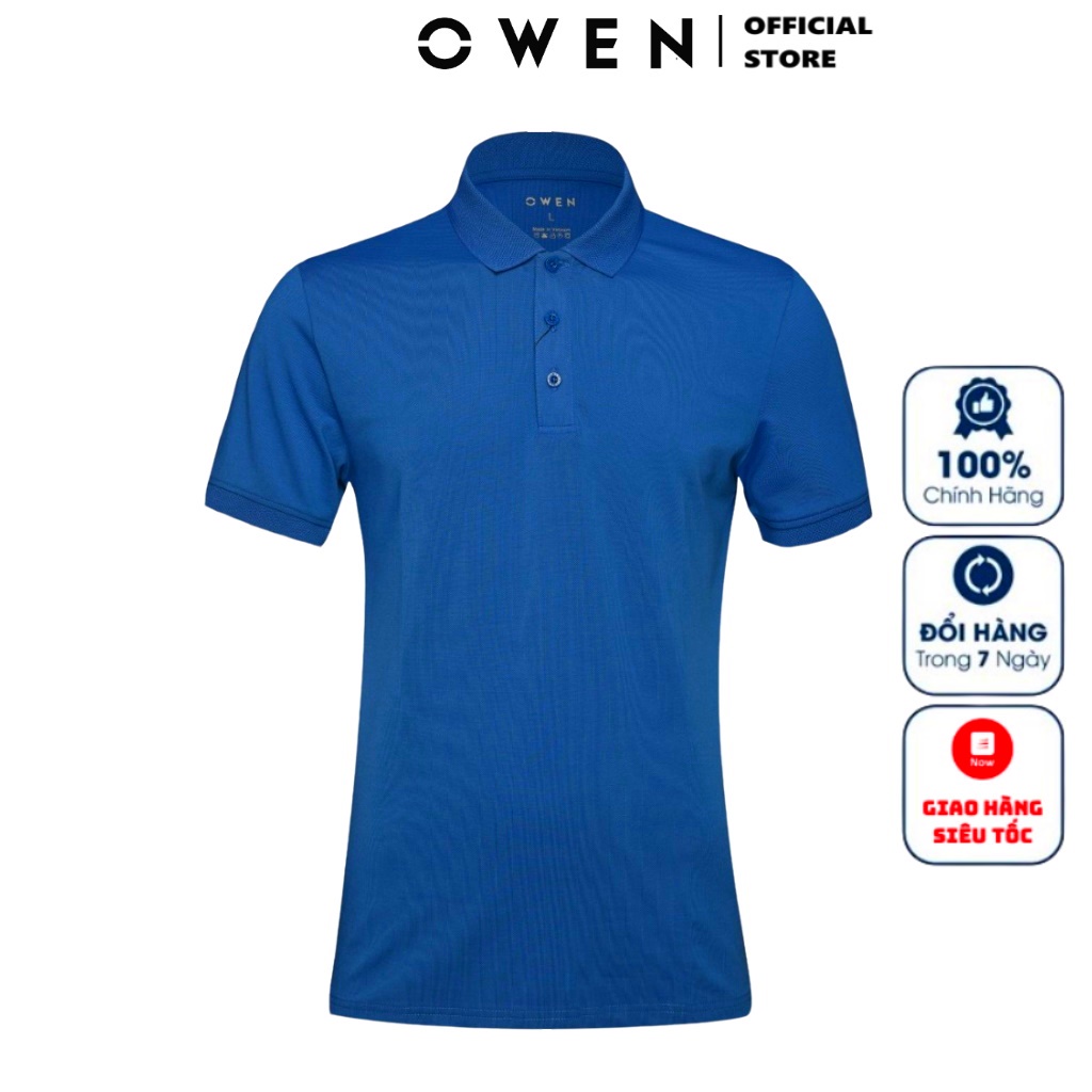 Áo Thun Polo Nam Ngắn Tay Có Cổ Bẻ OWEN APV23695 Áo Phông Màu Xanh Dương Trơn Vải Cotton Cao Cấp Kiểu Dáng Body Fittto
