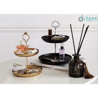 Khay đựng bánh 2 tầng Cake stand kim loại S-CSTAND-02 TAN
