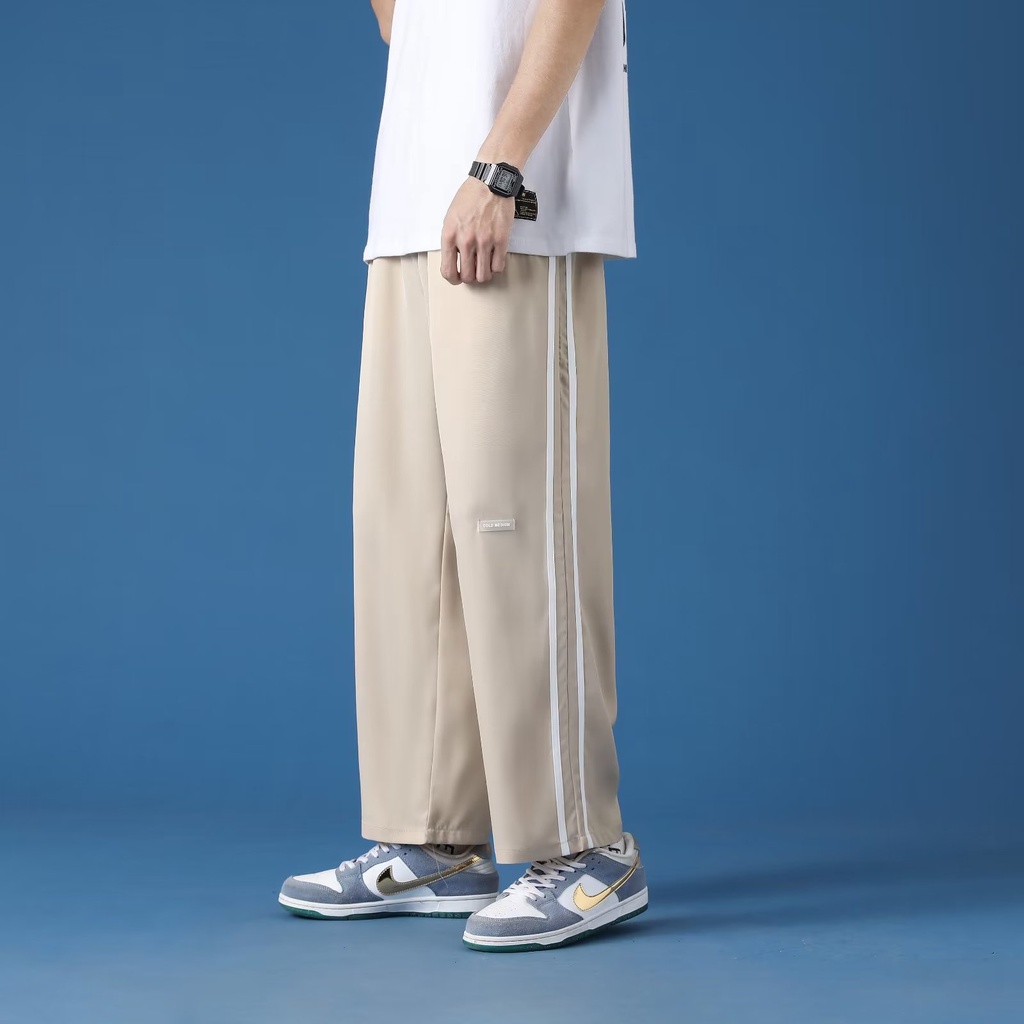 Quần Dài Dáng Rộng Lưng Thun Co Giãn Thoải Mái Phong Cách Hip Hop Đường Phố Nhật Bản Cỡ Lớn S-3XL