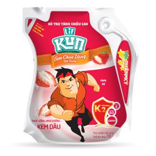 Thùng 24 túi SỮA CHUA UỐNG LIF KUN Hương Kem Dâu 110ml