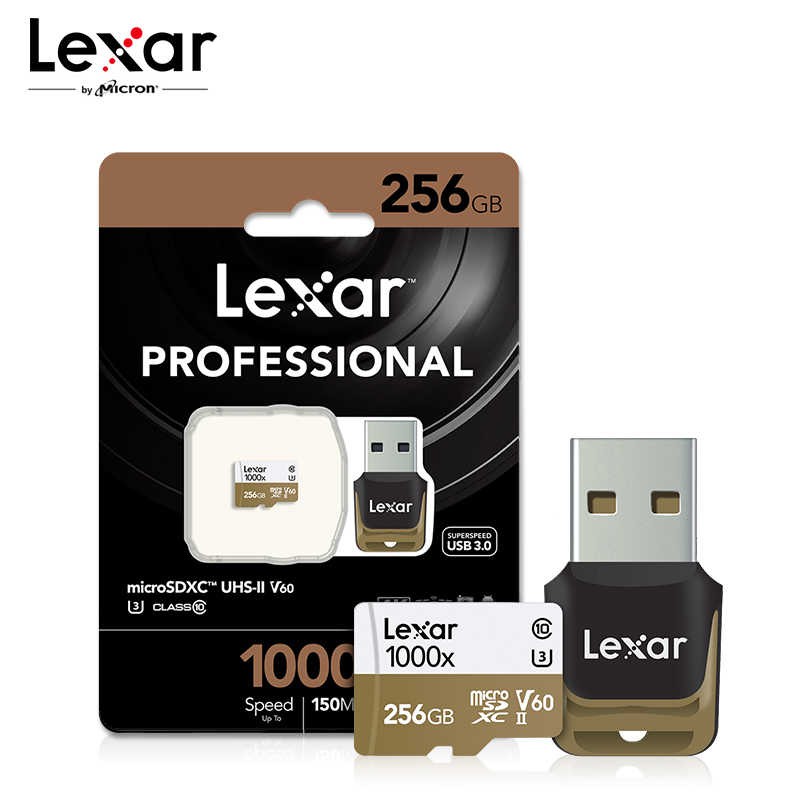 Thẻ nhớ microSDXC Lexar Professional 256GB 1000x UHS-II U3 V60 Read 150MB/s / Write 90MB/s (Đen) - Kèm reader 3.0