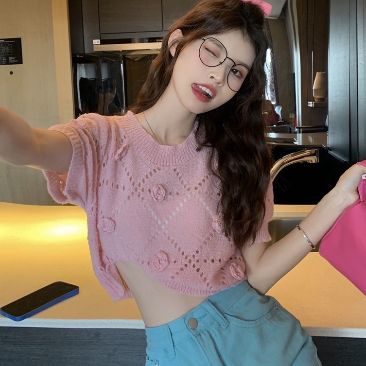 【ZHELIHANGFEI】Áo Thun Tay Ngắn Họa Tiết Hoa Thời Trang Cho Nữ