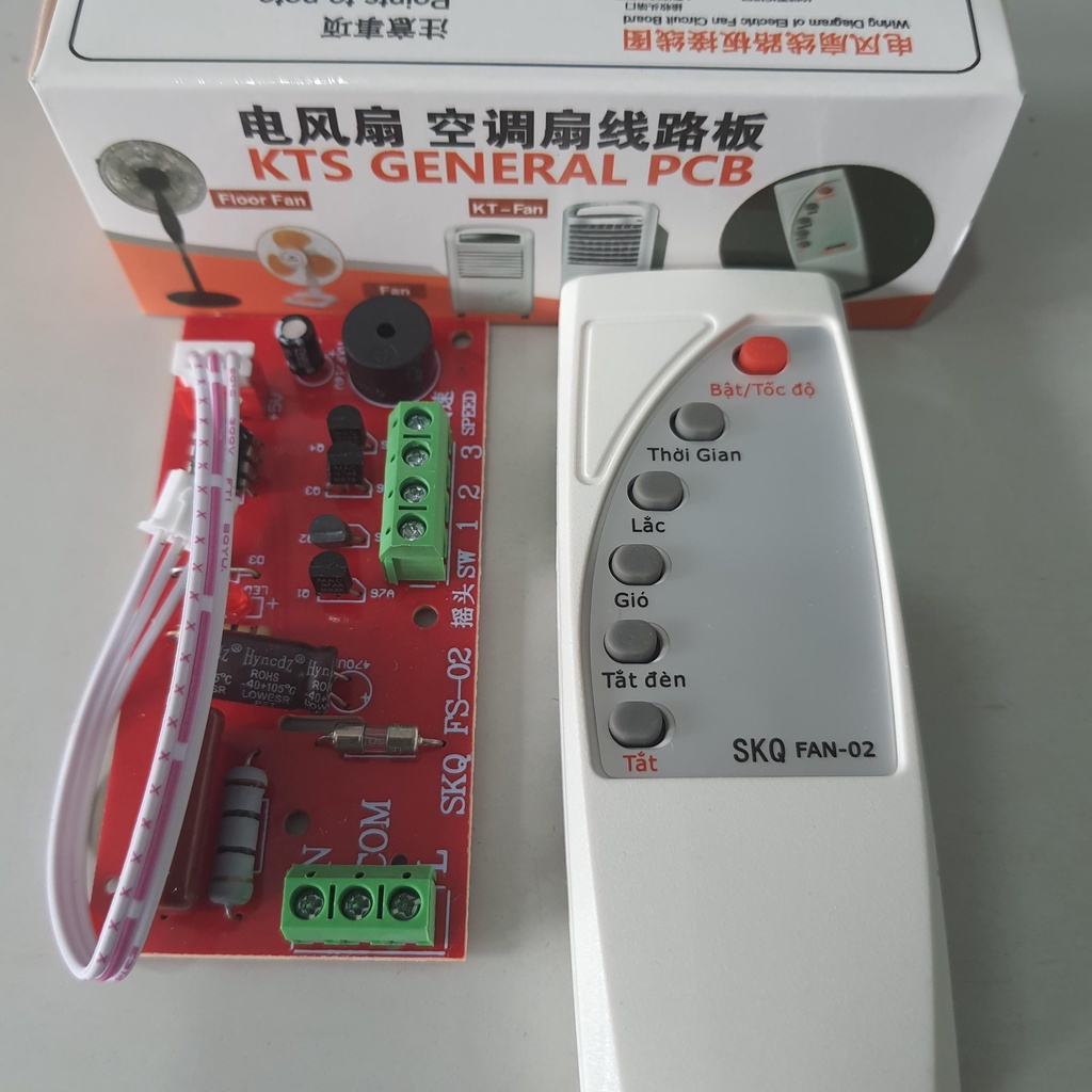Bộ 5 mạch quạt điều khiển từ xa LOẠI TỐT TIẾNG VIỆT MẠCH ĐỎ CÓ CẦU CHÌ BẢO VỆ CHỐNG QUÁ TẢI cho quạt bàn quạt treo tường
