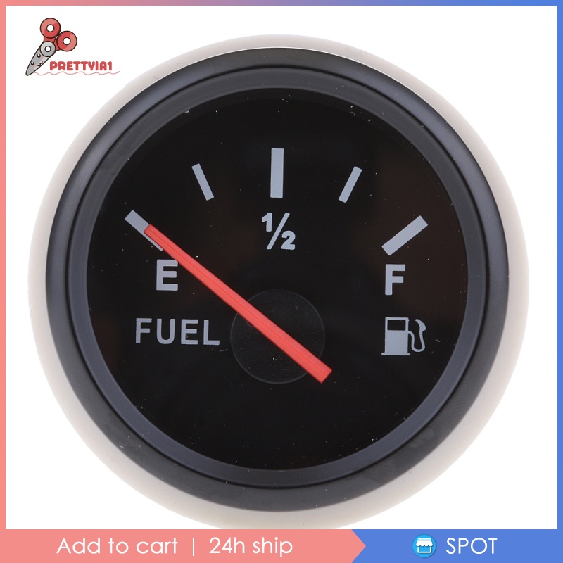 [Prettyia1] Đồng Hồ Đo Mức Độ Nhiên Liệu Xe Hơi Tàu Thuyền 2 "LED Chống Thấm Nước Màu Trắng