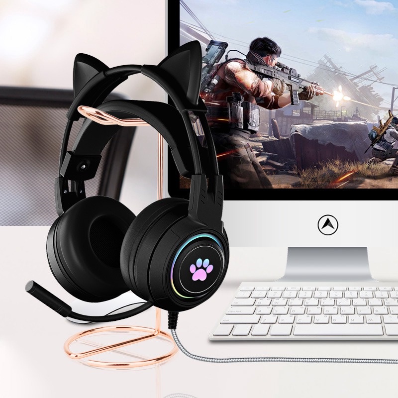 Giá Đỡ Tai Nghe Không Dây Bằng Kim Loại Màu Vàng Hình Tai Nghe Chơi Game