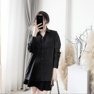 Áo sơ mi phối gile voan