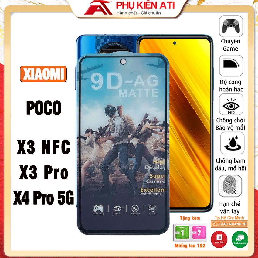 Kính cường lực chống vân tay Poco X3 Pro / X3 NFC / X4 Pro 5G nhám, chống lóa, cảm giác lướt mượt mà
