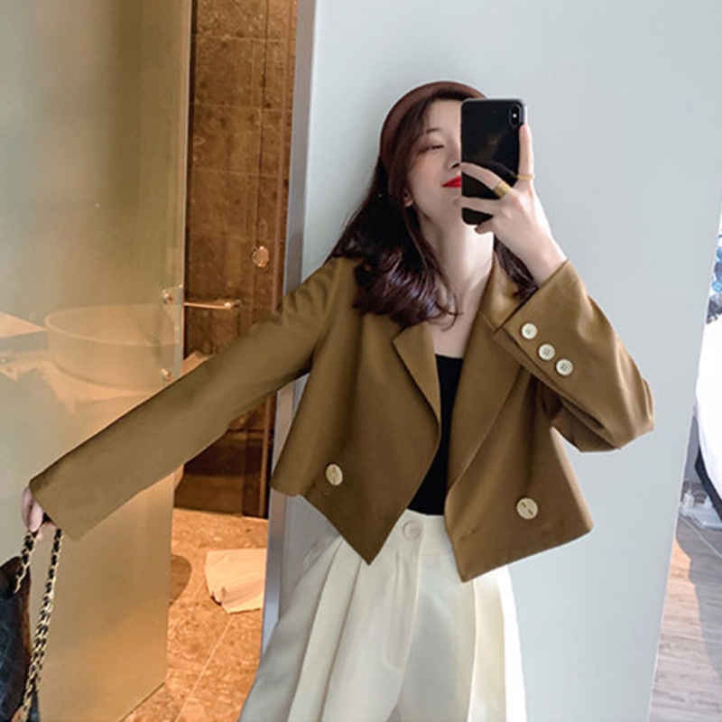 Áo Khoác Vest Tay Dài Phong Cách Hàn Quốc Size M-4xl 164482 Áo Khoác Dáng Ngắn Phong Cách Retro Thời Trang