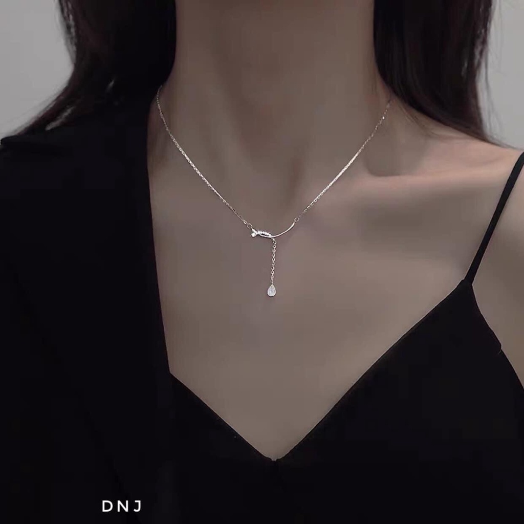 Dây chuyền nữ bạc thật liền mặt đính đá kiểu dáng mới sang trọng - Kho sỉ bạc Nhất Linh