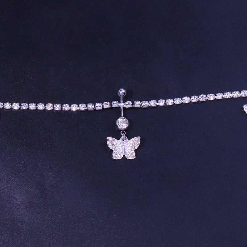 Dây Xích Đeo Hông Một Lớp Bằng Hợp Kim Lấp Lánh Kèm Bông Tai Hình Bướm Thời Trang Cho Nữ