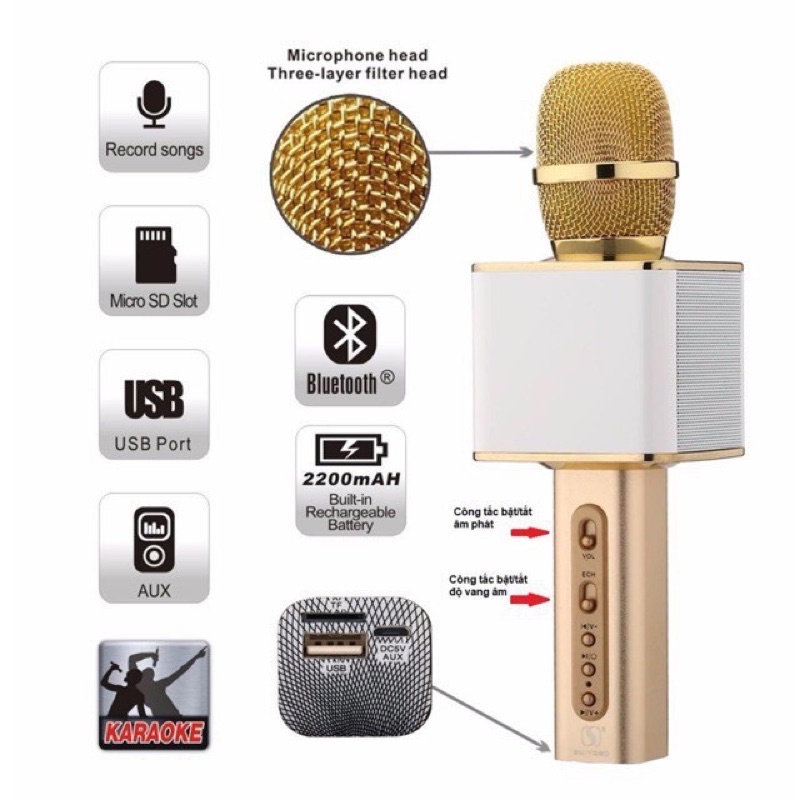 Micro Karaoke Bluetooth SD08 Cầm Tay - Giá Cực Rẻ - Hát Karaoke Cực Đã - Kết Nối Với Các Thiết Bị Có Bluetooth...