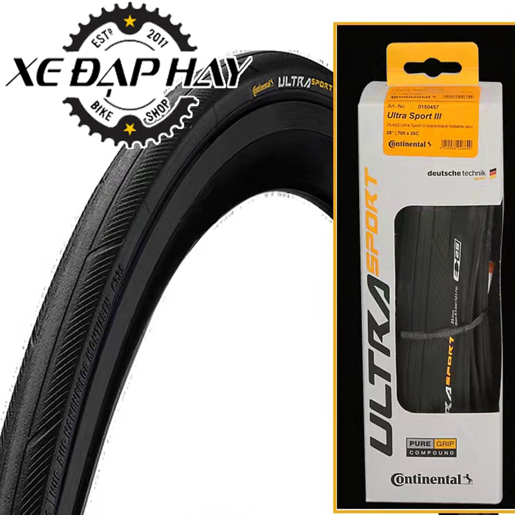 Lốp Xe Đạp Đua ROAD | Continental Ultra Sport III 700x25C | Lốp tanh lụa, Tem Chữ Vàng Full Hộp | Tem Trắng Không Hộp
