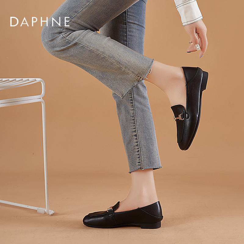 bán hàng trực tiếp tại nhà máy mới năm 2021Daphne Lefu shoes female new black British small leather a pedal flat p1