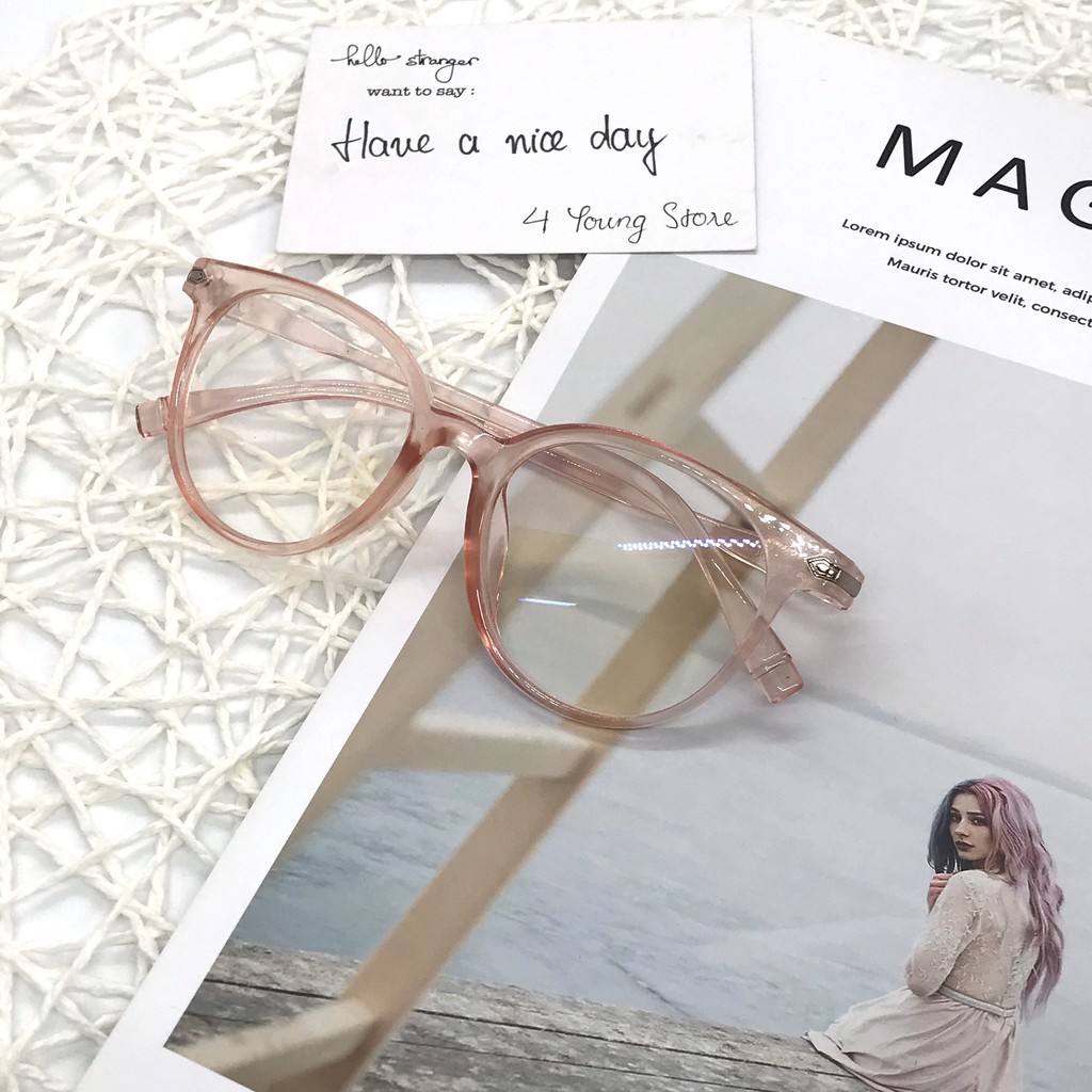 Kính giả cận nam nữ gọng tròn thời trang, mắt kính không độ chống tia UV phong cách Ulzzang đẹp giá rẻ LUMINA 024