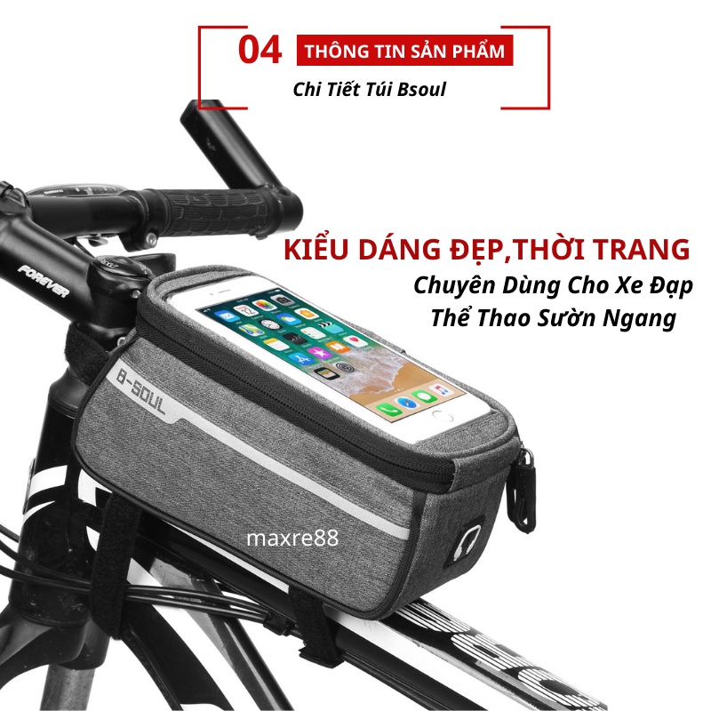 Túi treo sườn xe đạp thể thao cao cấp B-soul đa năng chống nước, đặt được điện thoại tiện lợi