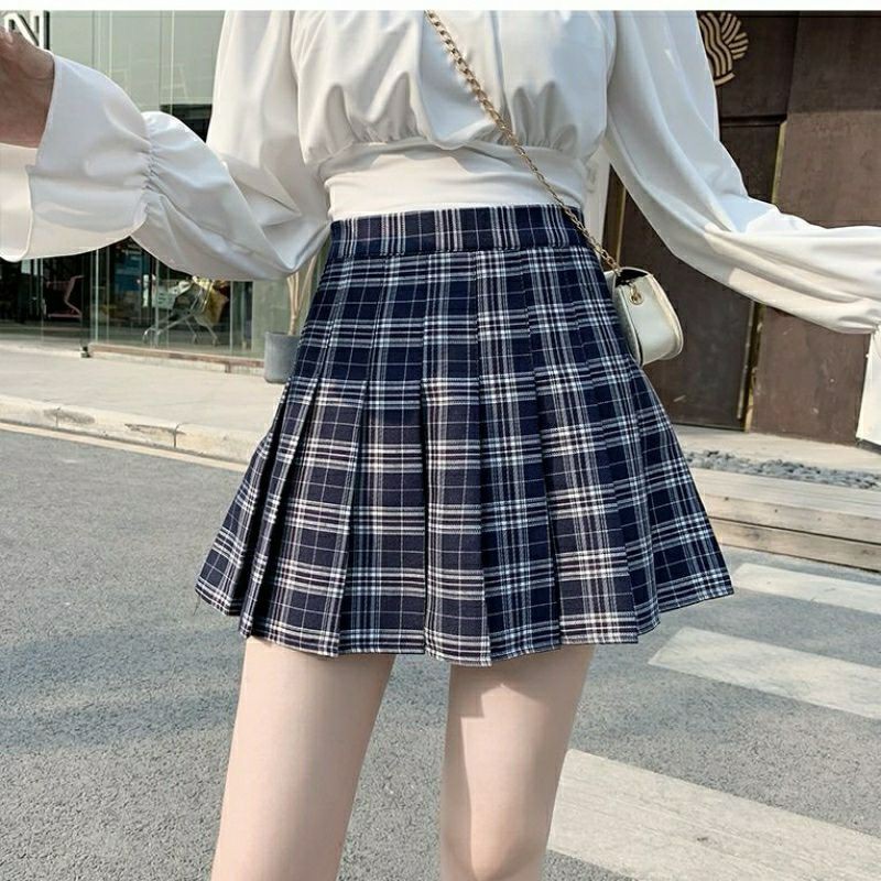 Bigsize - Chân váy xếp li kẻ đen sang chảnh 60-90kg Ms125