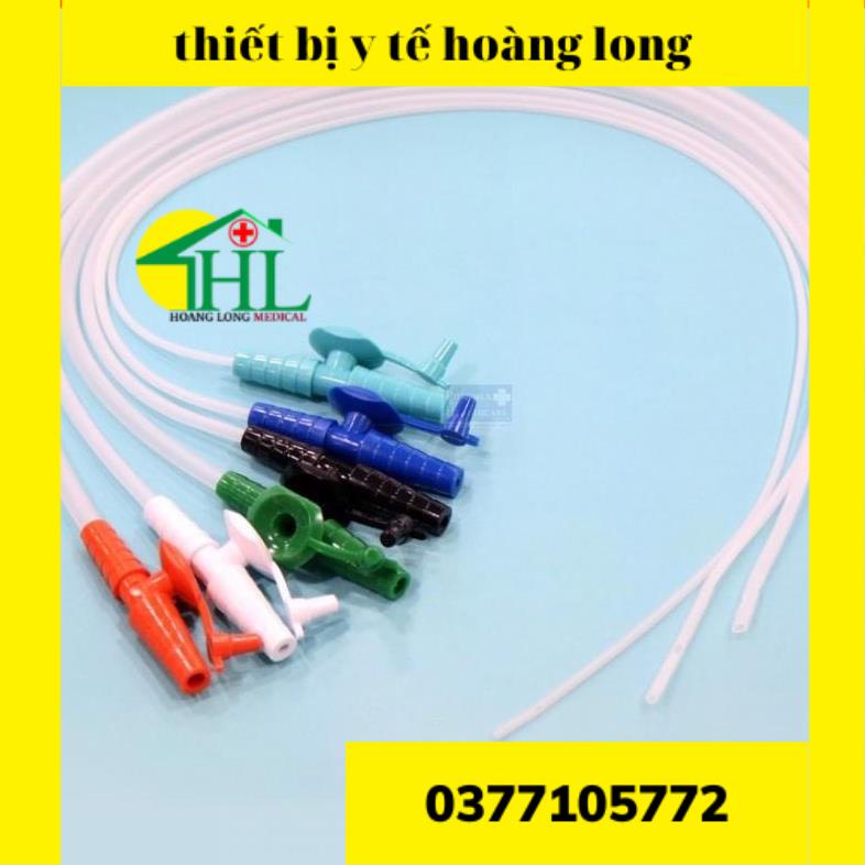 Combo 10 Dây Hút Dịch, Hút Nhớt, Hút Đờm Hoàng Sơn Các Số 6,8, 10, 12, 14, 16 Có Van Khoá