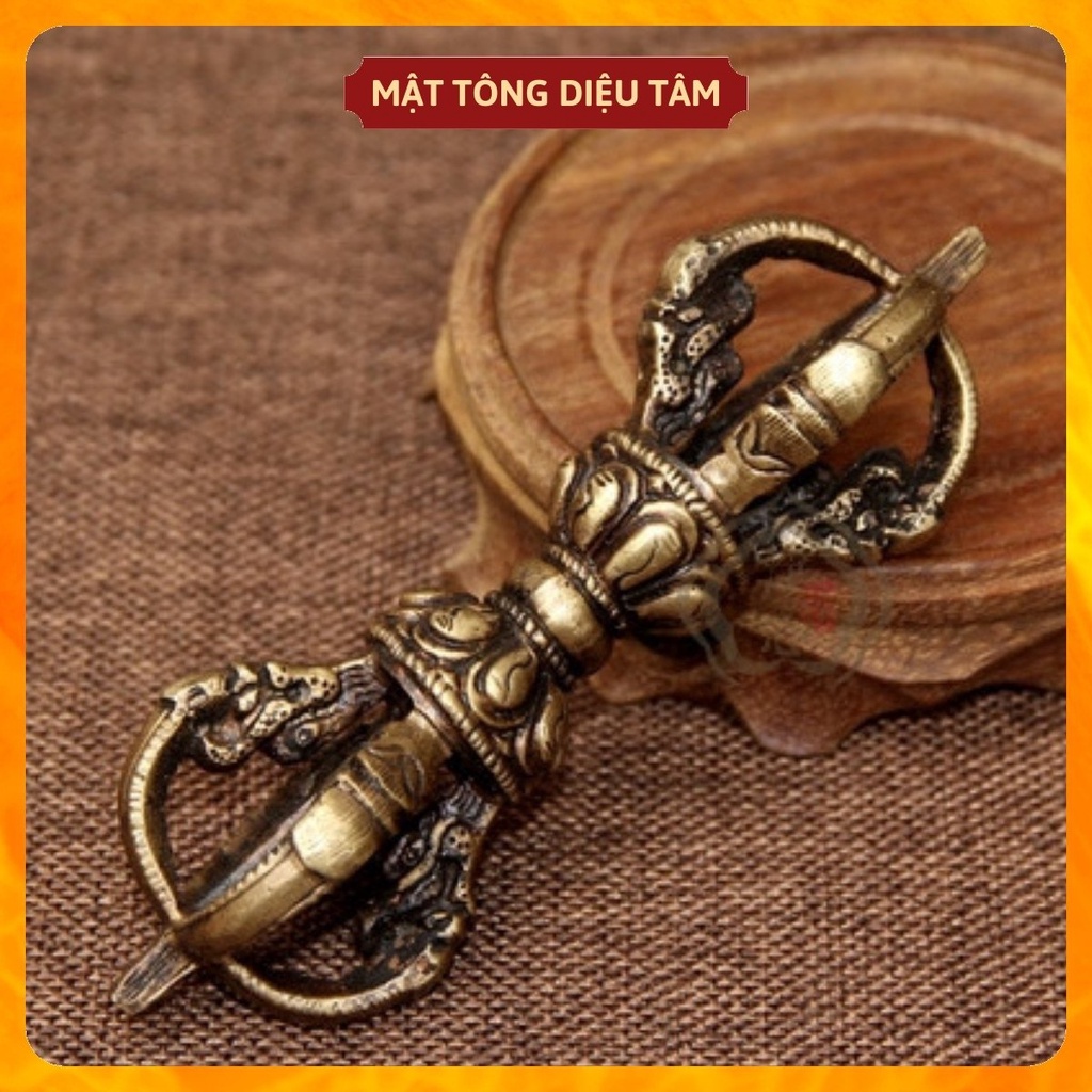 Chuông chày kim cang - Linh đồng - chuông lắc - chuông chùy pháp khí mật tông bằng đồng tráng bạc cỡ lớn MS1K Diệu Tâm