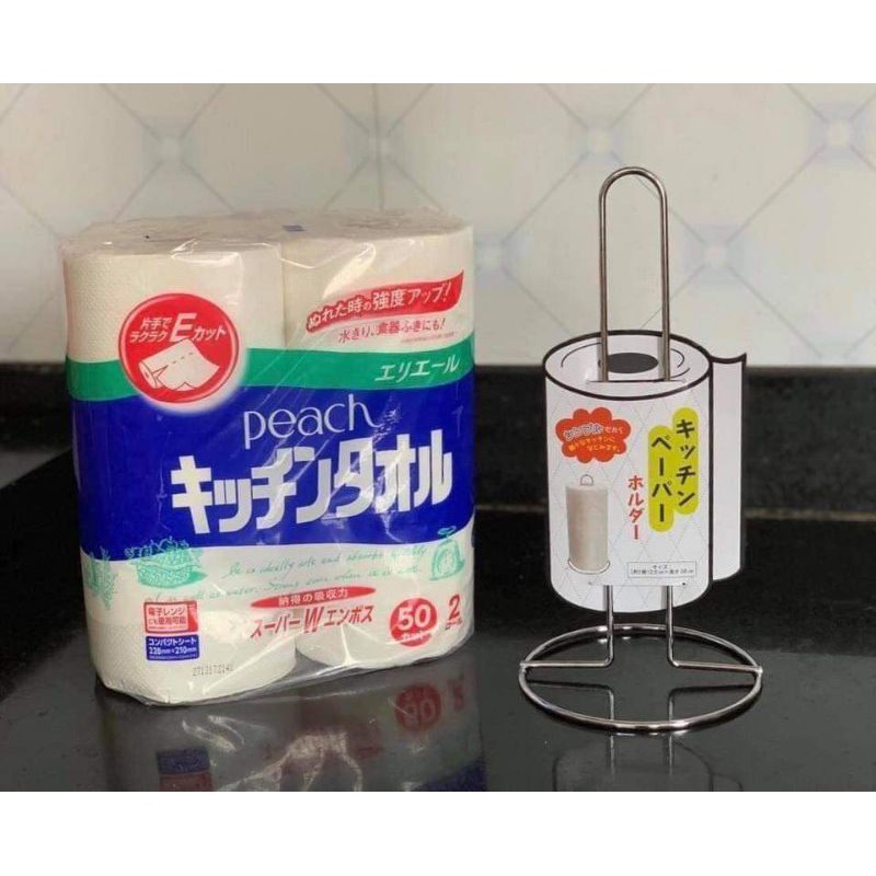 Combo giá để giấy cuộn + sét 2 cuộn khăn giấy bếp Nhật Bản
