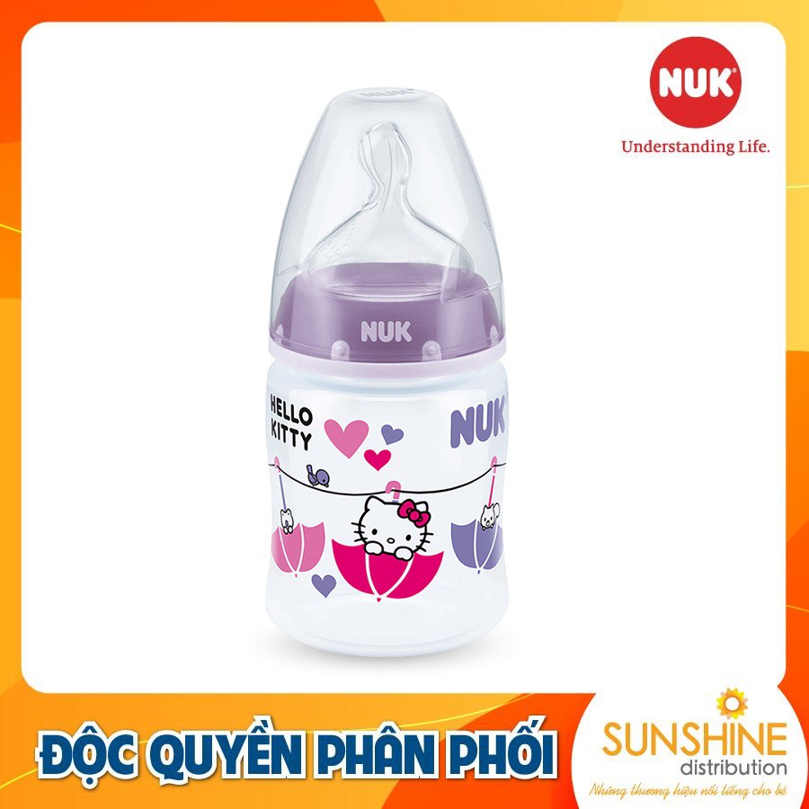 Bình sữa NUK Hello Kitty Premium choice+ nhựa PP cao cấp núm ti chỉnh nha 150ml, 300ml