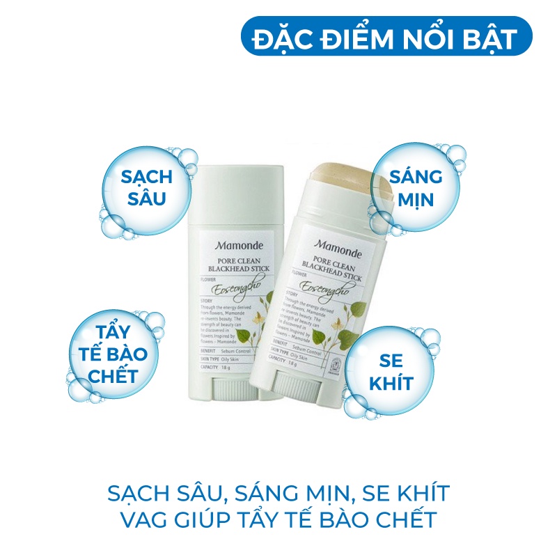 Thanh lăn hỗ trợ giảm mụn đầu đen Mamonde Pore Clean Blackhead Stick Hàn Quốc 100ml