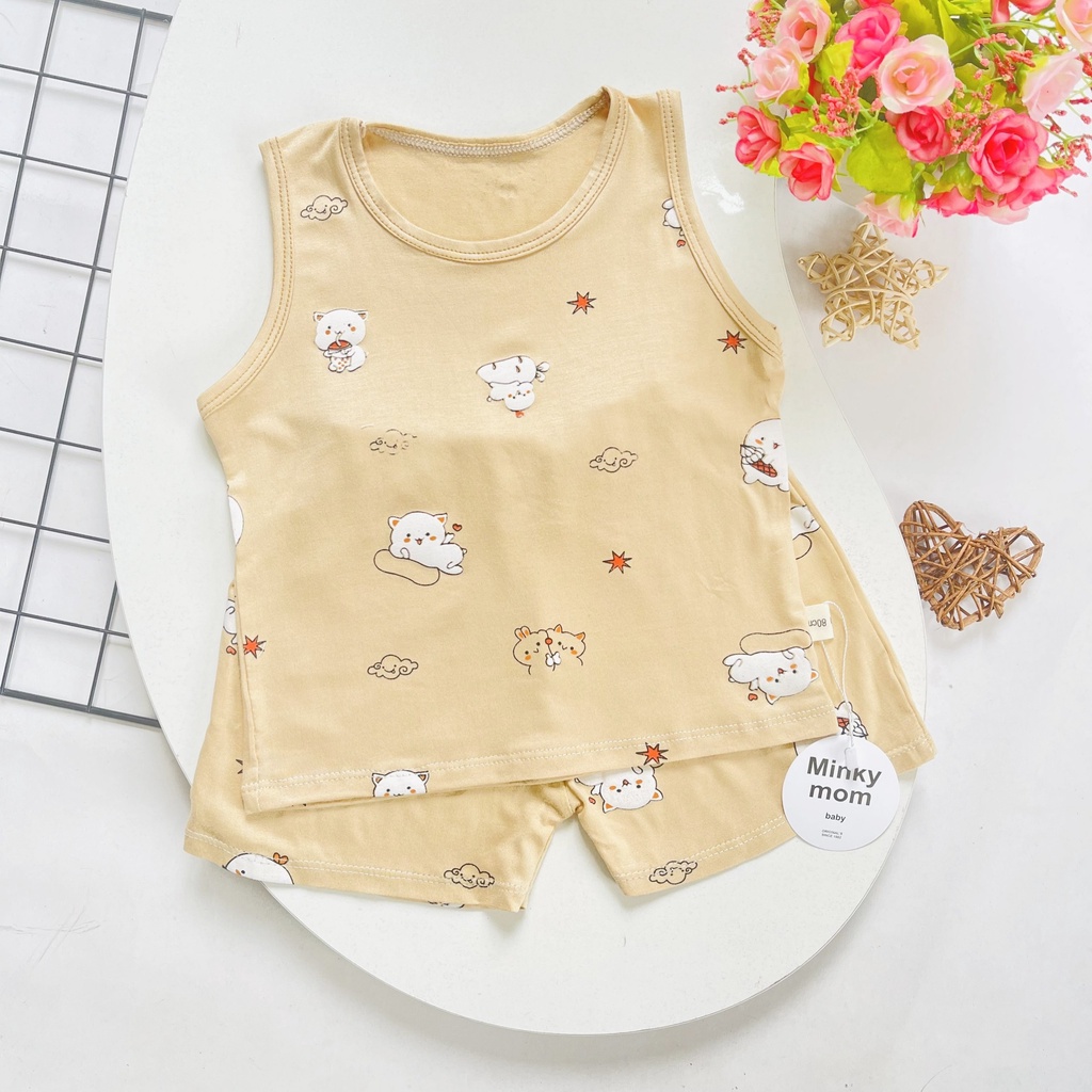 Bộ ba lỗ sát nách thun lạnh MINKY MOM cho bé trai &amp; gái chuẩn loại một