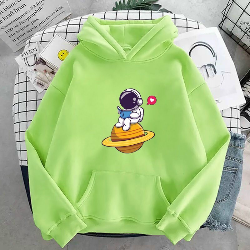 [FREESHIP ĐƠN TỪ 50K]  Áo hoodie nam nữ Phi Hành Gia đọc sách