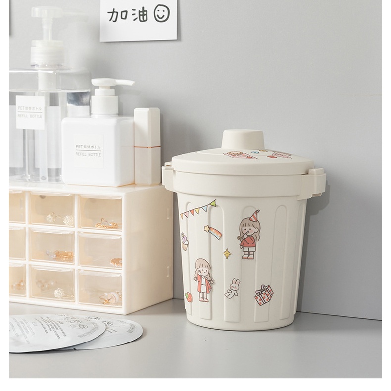 Thùng rác mini/thùng đựng văn phòng phẩm có tặng sticker