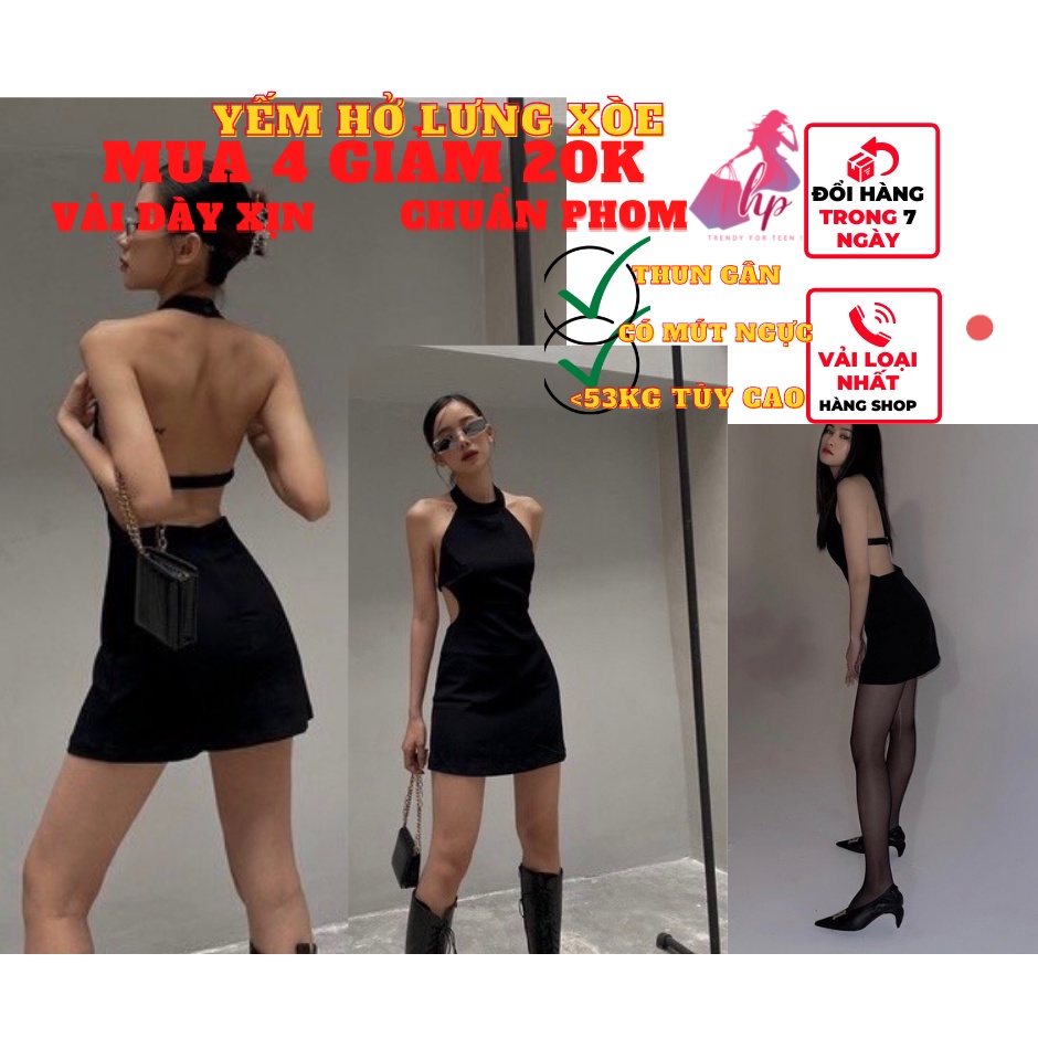 Váy đầm nữ hở lưng cổ yếm ôm body có đệm mút dáng xòe cài cúc đi biển dự tiệc sang chảnh tôn eo dáng  -mã VD141 | BigBuy360 - bigbuy360.vn