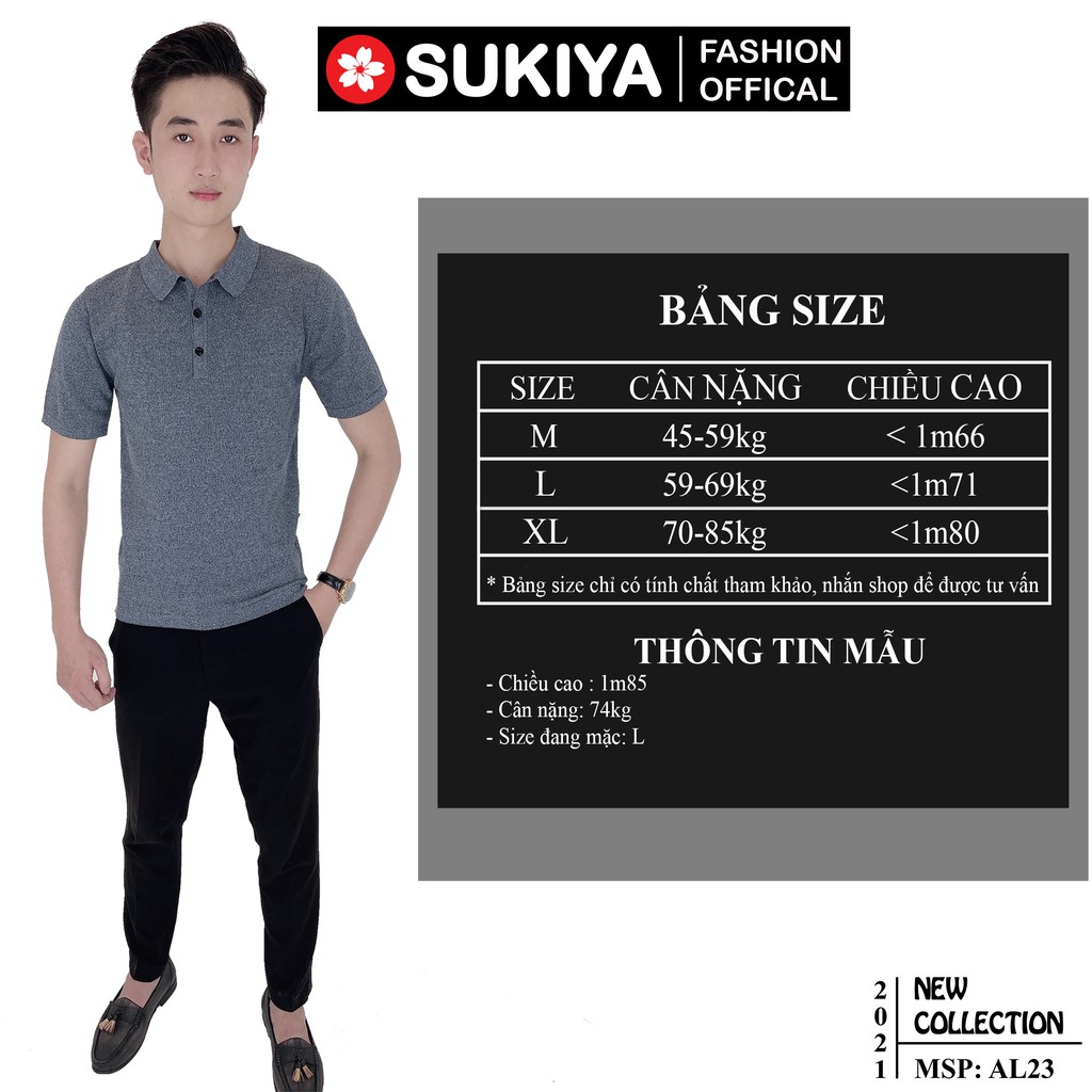 Áo polo nam SUKIYA dệt sợi cotton mềm mát dáng hàn quốc AL23