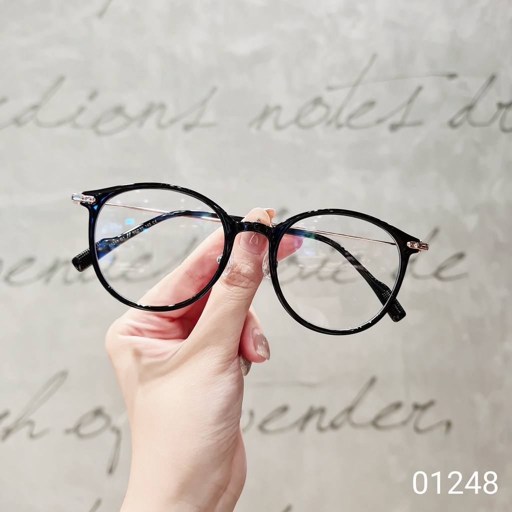 Gọng kính cận tròn nam nữ LILYEYEWEAR tròng chống áng sáng xanh bảo vệ mắt 01248