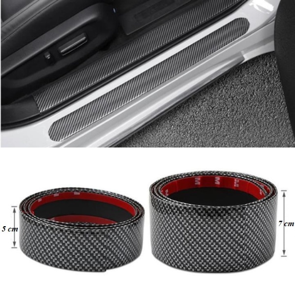 Nẹp Chống Xước Bước Chân Cửa Xe Ô Tô, Xe Hơi Mạ Cacbon Cao Cấp – Bản Rộng 5cm, 7cm