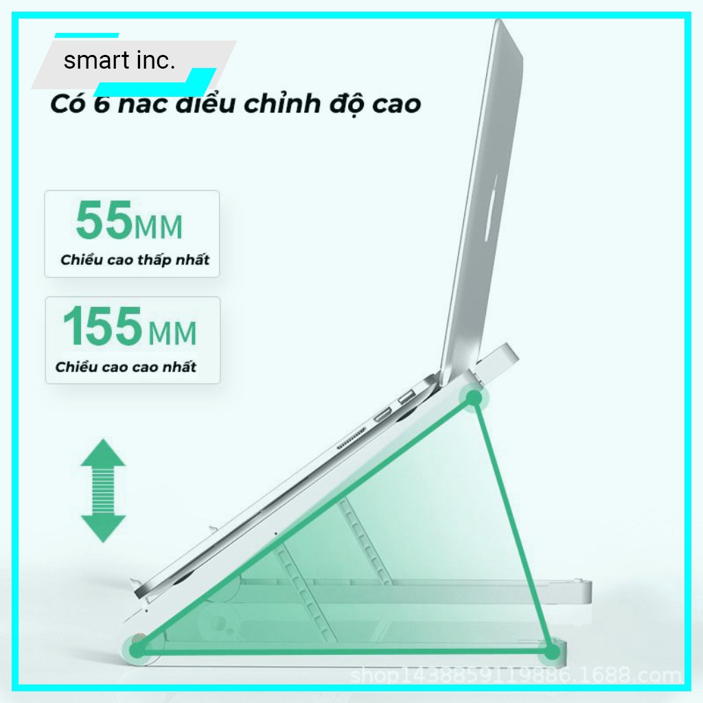 Kệ Đế Tản Nhiệt Laptop Gập Xếp Gọn ⚜️FREESHIP⚜️ Bàn Giá Đỡ Quạt Làm Mát Laptop Macbook Khung Hợp Kim Chịu Lực Cao Cấp