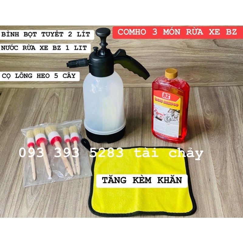 COMBO 3 MÓN RỬA XE BZ ( TẶNG KÈM KHĂN LAU XE THẤM HÚT )
