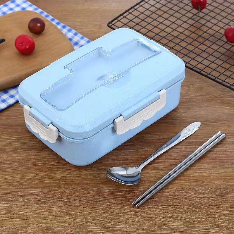 Hộp Đựng Cơm Văn Phòng Lúa Mạch 3 Ngăn,giữ nhiệt, Tặng kèm Đũa Và Muỗng