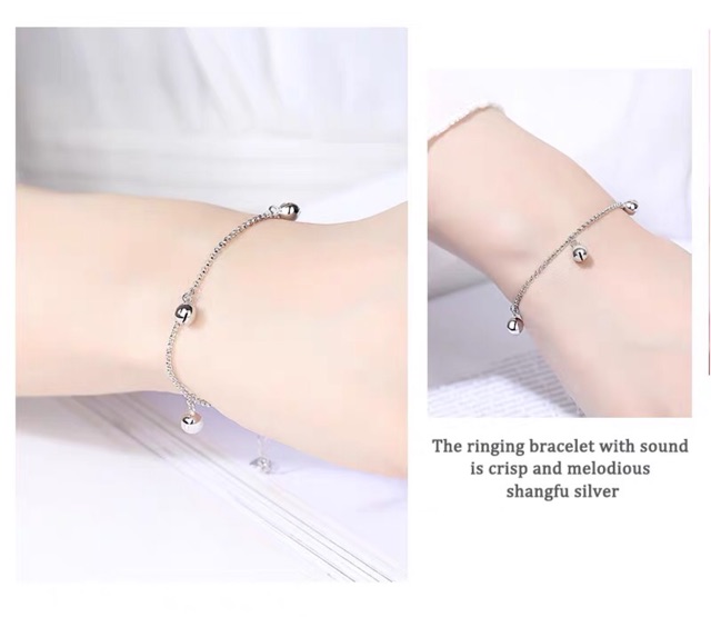 925 sterling silver plated bangle/bracelet with trendy pretty bells