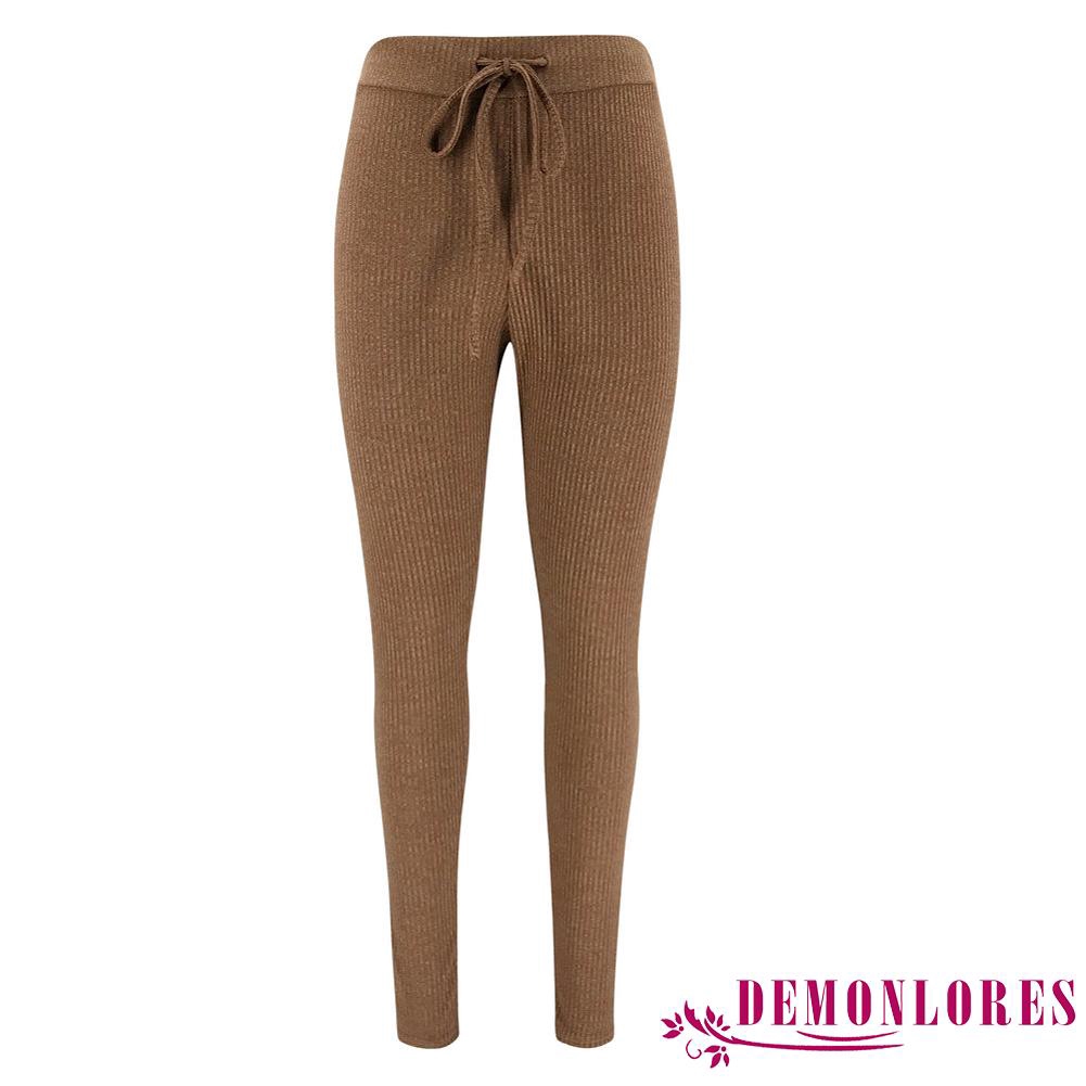 Set 2 món đồ gồm áo croptop tay dài màu trơn + quần cho nữ