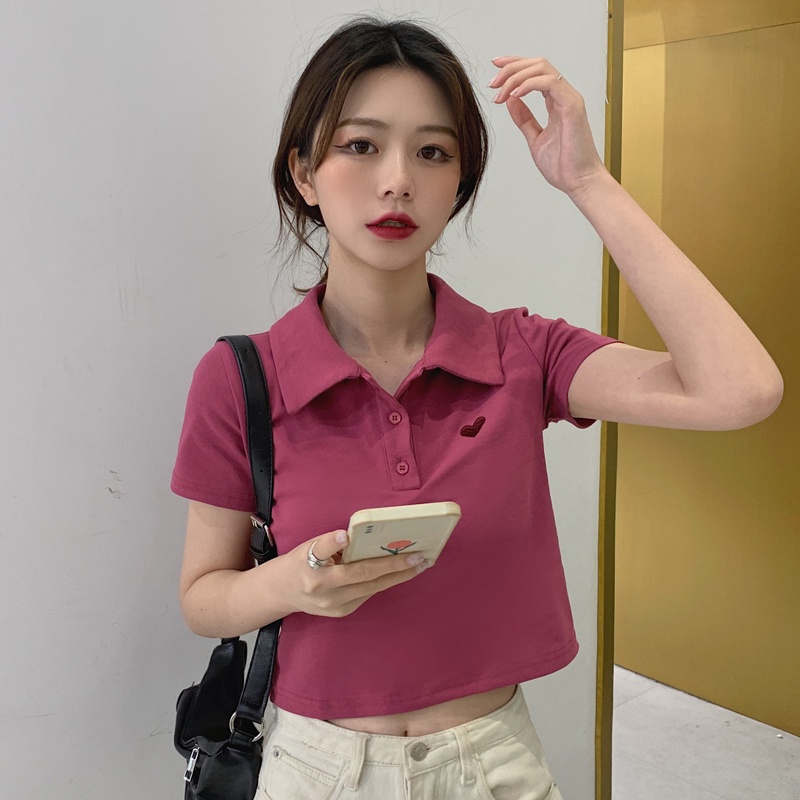 SUXI Áo polo Tay Ngắn Cổ POLO Màu Sắc Đơn Giản Thời Trang Mùa Hè Dành Cho Nữ