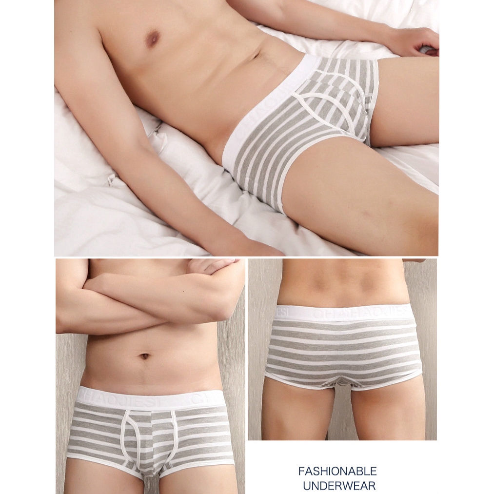 Quần Lót Boxer Cotton Lưng Thấp Kẻ Sọc Trẻ Trung Nam Tính